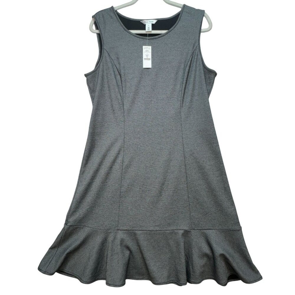 White House Black Market Womens Ponte Flounce Fit & Flare Dress Size 14 Gray NWT